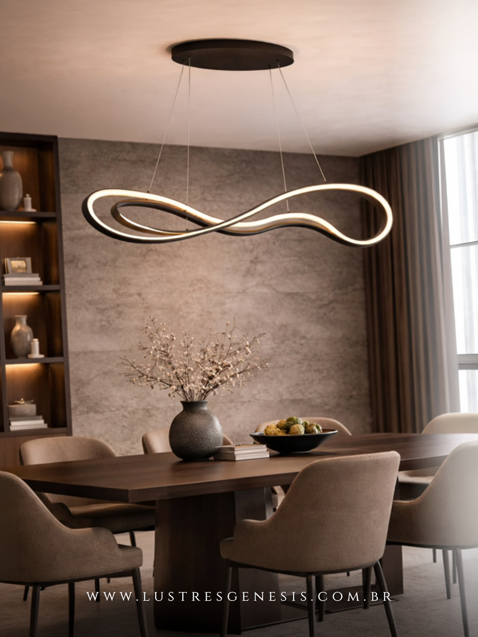 Lustre Pendente de LED Moderno 115cm Preto Lustres Genesis loja online de Lustres e Iluminação Decorativa